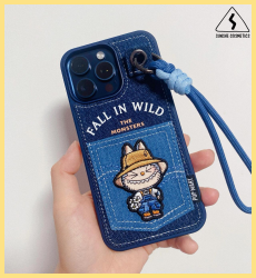 Ốp Lưng Labubu Hoa Cúc Chính Hãng Iphone 15 Promax - Iphone Case Denim Labubu Fall In Wild Pop Mart